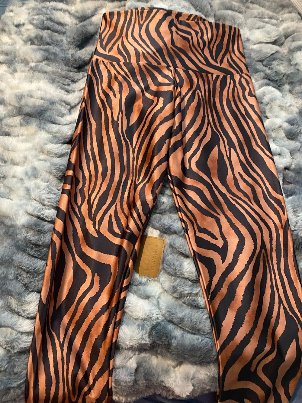 Onzie Black and Copper Zebra-Print Leggings